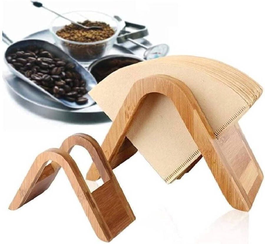 Houten Koffiefilterhouder voor Filterpapier Opslag Display Plankrekstandaard voor Espressomachine