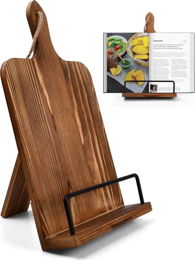 Houten kookboekenstandaard 22 6 x 37 cm stijlvolle receptenboekhouder voor de keuken verstelbare boekenstandaard decoratieve vintage decoratie voor uw aanrecht
