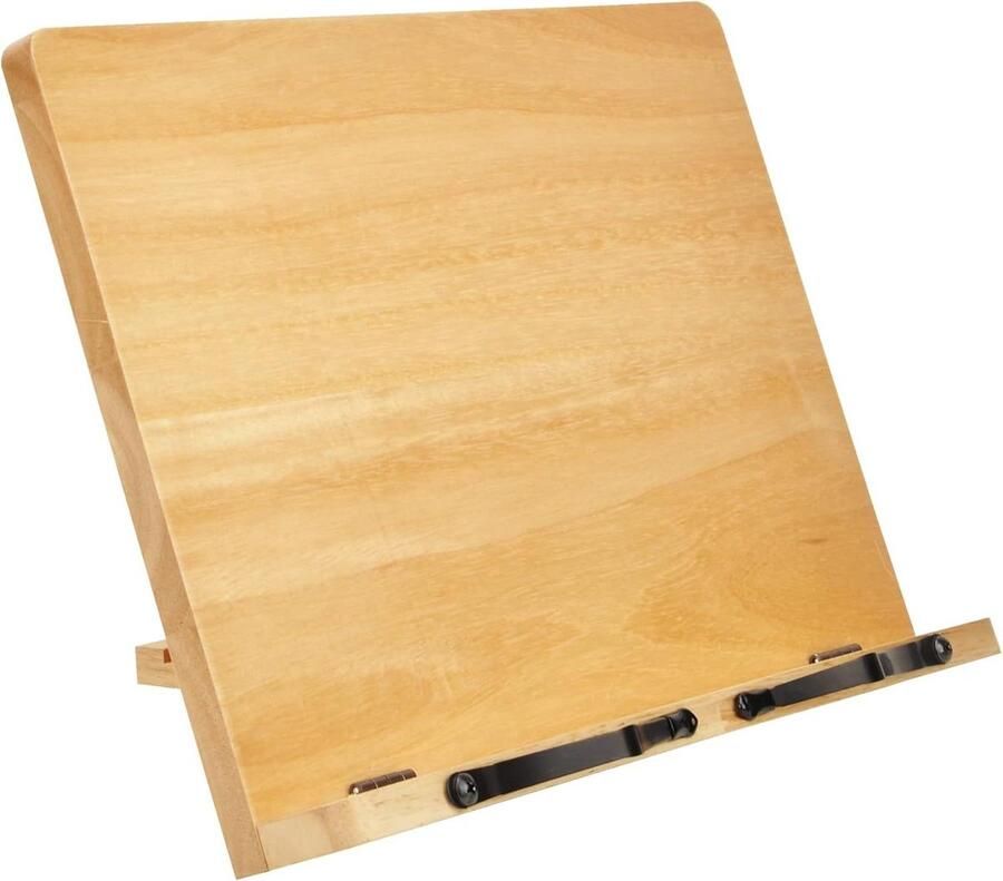 Houten kookboekstandaard verstelbaar 5-hoekig met clips opvouwbaar beige 335 x 95 inch Cookbook holder