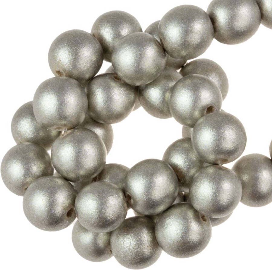Houten Kralen Metallic Look (10 mm) Champagne Silver (84 stuks)