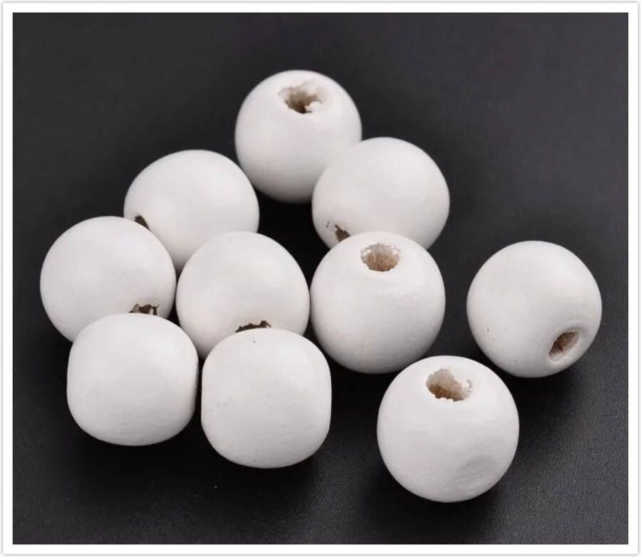 Houten kralen wit mat 50 stuks witte kraal 15 mm zelf rijgen sieraden maken hobby kralen
