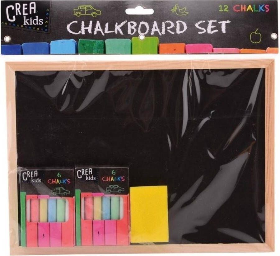 Houten krijtbord schoolbord 29 cm met krijt en bordenwisser Tekenborden speelgoed