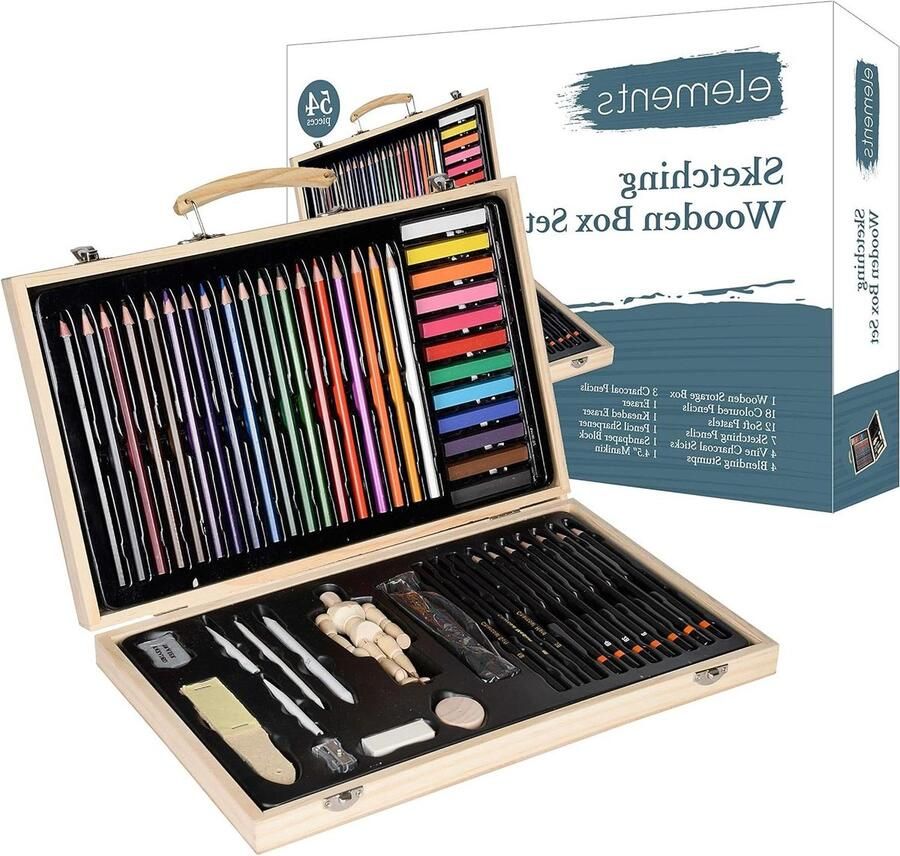 Houten kunstset met paspop Professionele kunstenaars benodigdheden Voor schilderen tekenen schetsen Voor beginners en kinderen Tekendoos