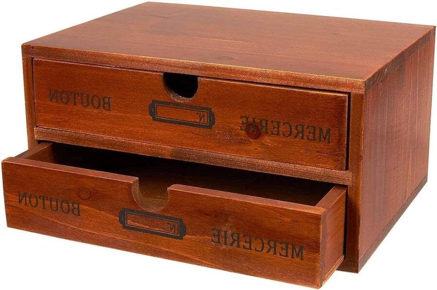 Houten ladenbox met 2 vakken in Franse vintage-stijl bruin 25 x 18 x 13 cm Ladeblok
