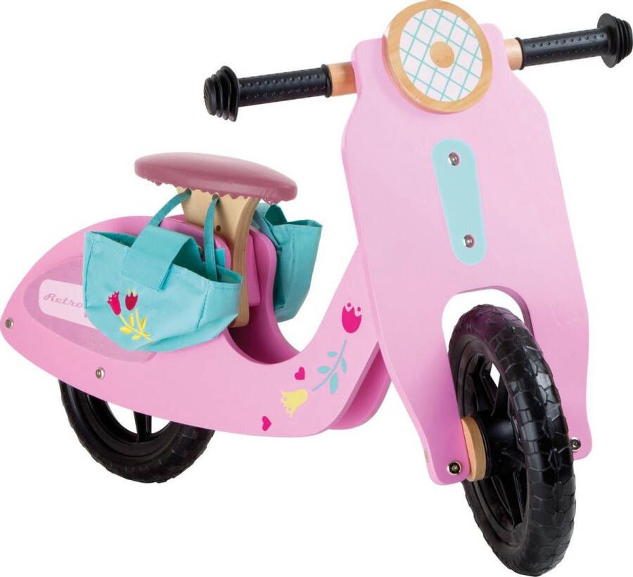 Houten loopfiets meisjes Pink Speedster zithoogte 35cm houten speelgoed vanaf 3 jaar