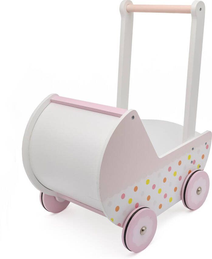 Merkloos Sans marque Houten Loopwagen Kinderwagen Wit Roze