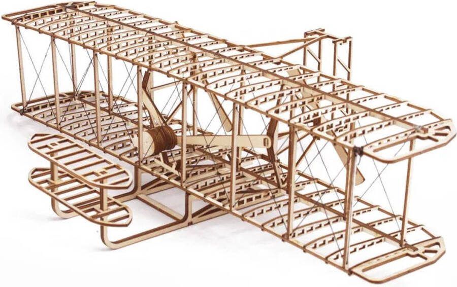 Houten Modelbouw Kit 3D Schaalmodel Wright Flyer Vliegtuig Handgemaakt Houten Vliegtuig DIY 1:24