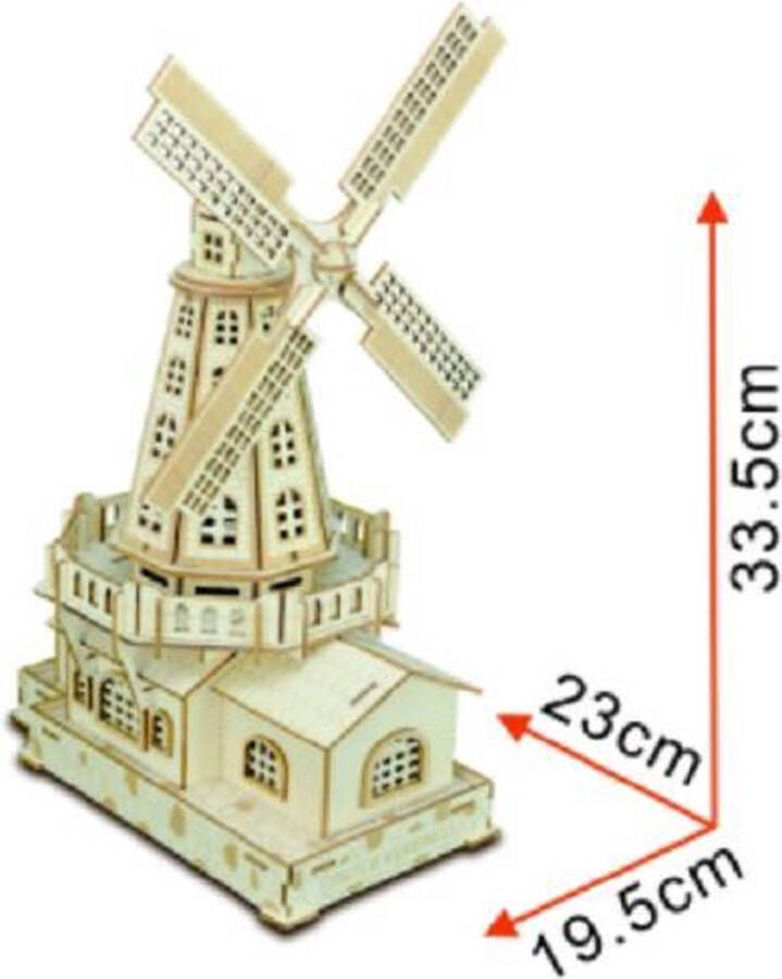 Houten modelbouwpakket Dutch Windmill Hollandse windmolen 19.5 x 23 x 33.5 cm