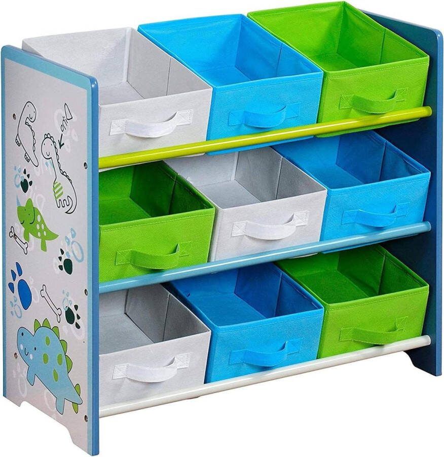 Houten opbergrek 66x30x595 cm blauw multifunctioneel en decoratief opbergrek