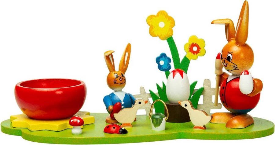 Houten paashaasdecoratie kleurrijke houten eierdopjes met paashaasfiguren eierdopjes paaseieren kleuren en modellen OD13
