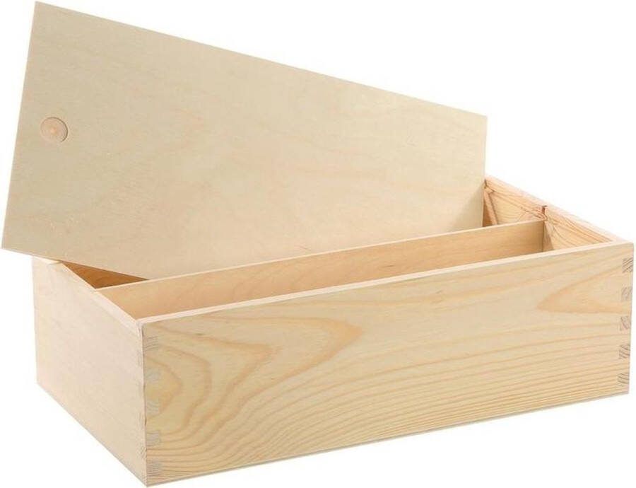 Houten pennenbakje tekendoos met schuifdeksel 35 5 x 20 x 10 8 cm Pennenbakje doosje met dubbel vak Hobby knutsel opberg materiaal