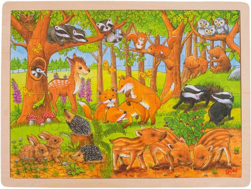 Houten Puzzel Baby dieren in het bos puzzel 96 stukjes forest herfst houten speelgoed vanaf 3 jaar