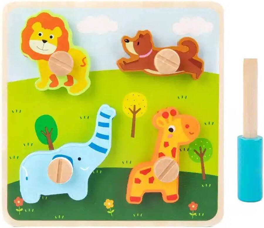 Houten puzzel dieren Vanaf 18 maanden Kinderpuzzel Educatief montessori speelgoed Grapat en Grimms style