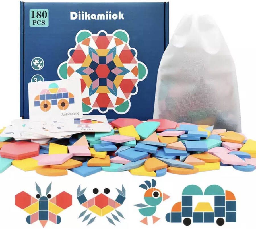 Houten Puzzel Montessori Speelgoed Ruimtelijk Inzicht Puzzel 3D Puzzel van Hout Ontwikkeling Puzzel Montessori Puzzel voor Volwassenen & Kinderen Spelen met Vormen & Kleuren Figuren Maken met Houten Vormen