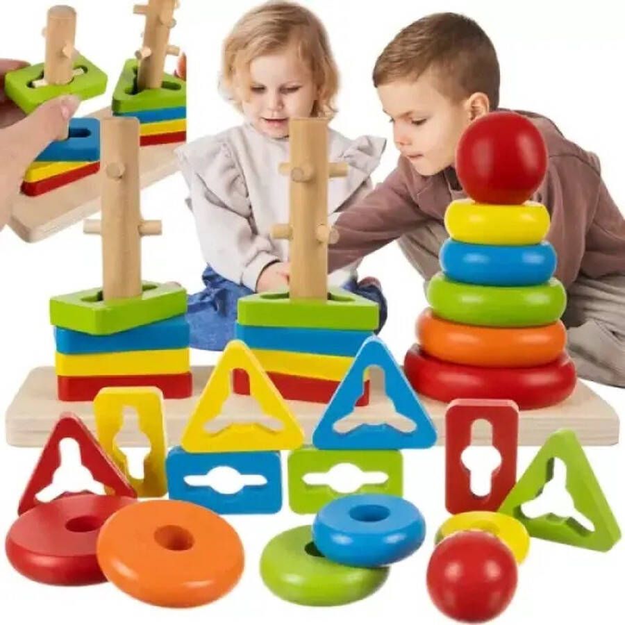 Houten Puzzel Sorteerspel Vormenpuzzel educatief Kinderspeelgoed peuter kleuter Puzzel Speelgoed Houten Speeltjes Speelgoed voor Kinderen 3-12 jaar 14-Delig