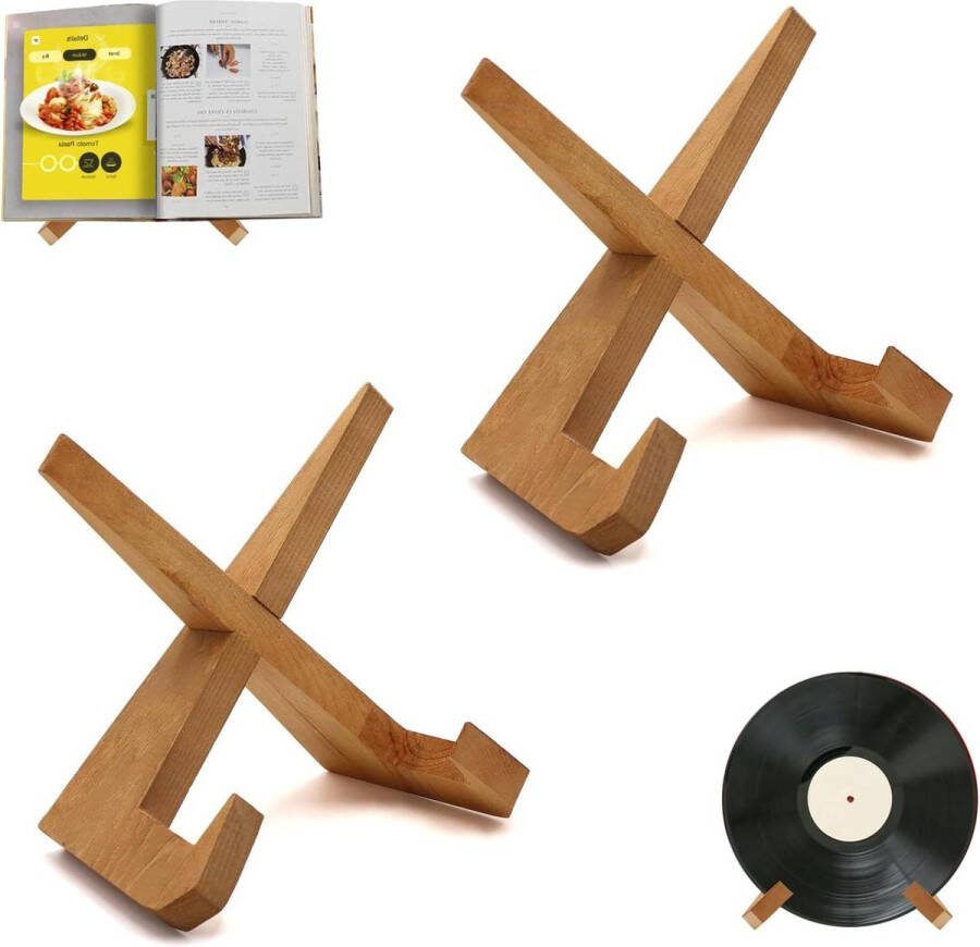 Houten receptenhouder voor keuken vintage boekenstandaard rustiek groot formaat Cookbook holder
