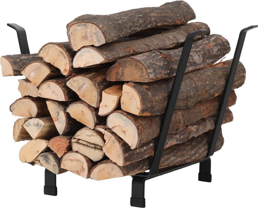 Houten rek haardhout binnen haardhoutrek van staal zwart haardhoutstandaard gepoedercoat brandhoutrek 101 6 x 33 x 50 8 cm