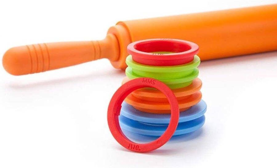 Houten rolling pin 50 * 6 * 6 verstelbare siliconen deegroller met 4 spacers deeg roller voor pizza en gebak