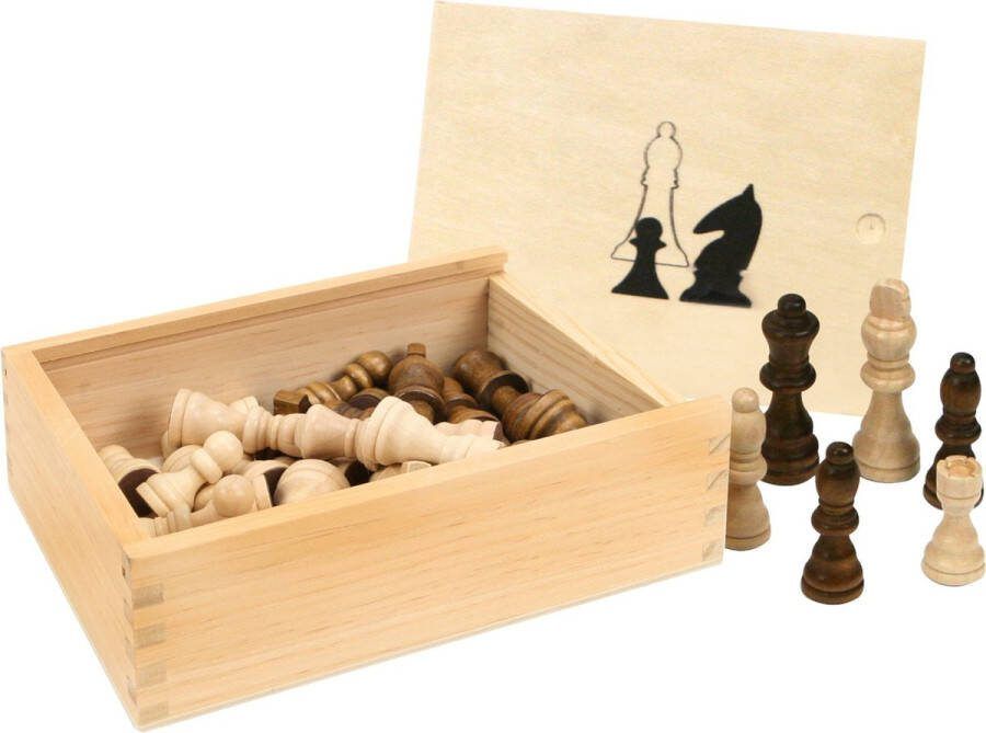 Houten schaakstukken 32x stuks in opbergkistje Schaakspel Schaken voor kinderen en volwassenen