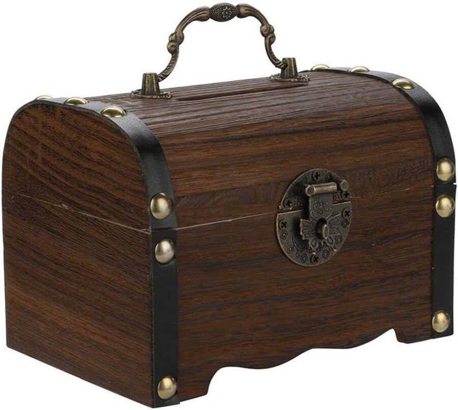 Houten schatkist piratenkist geschenkdoos spaarvarken kinderen