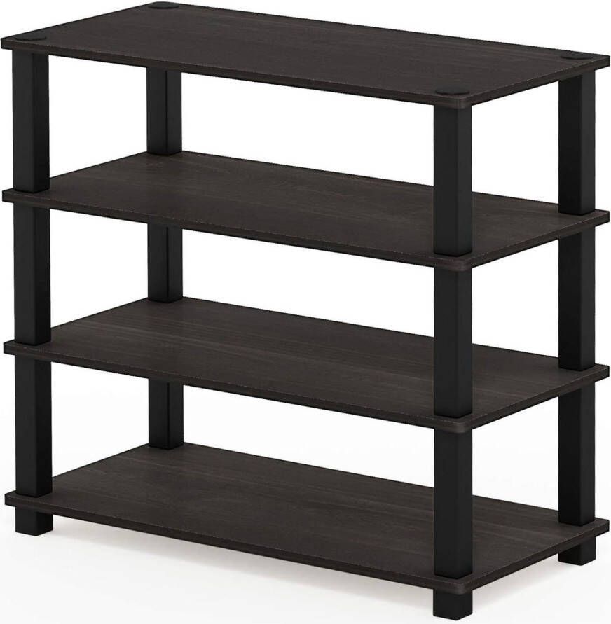 Houten Schoenenrek Espresso Zwart 4-Tier voor One Size Opbergrek voor Schoenen