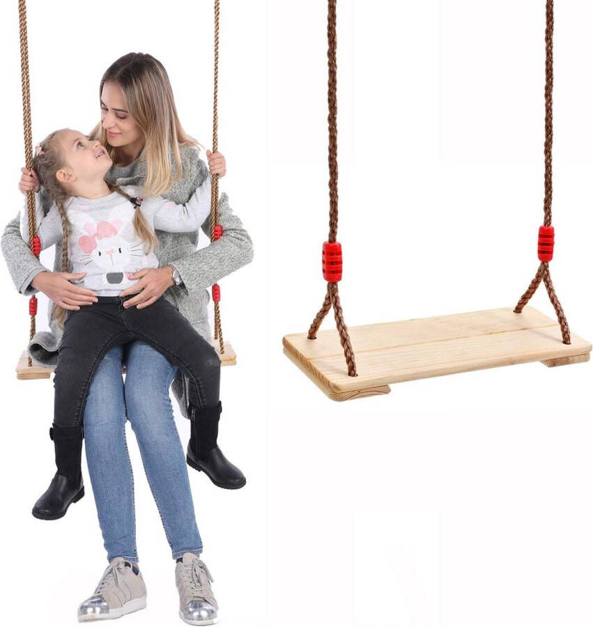 Houten schommelstoel voor volwassenen schommel kinderschommel tuinplankschommel voor buiten en binnen met in hoogte verstelbaar touw