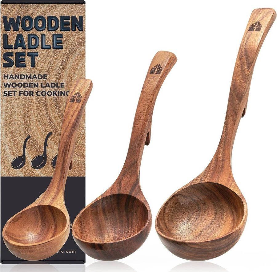 Houten soeplepelset klein en groot kooklepel soeplepel schep lepel saus lepel 3-delige set keukenaccessoires keukengerei hoogwaardig en duurzaam