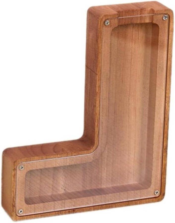 Houten spaarpot letter H gepersonaliseerde A-Z alfabet creatief voor familie doe-het-zelf Thanksgiving Kerstmis verjaardagscadeau koolkleur L