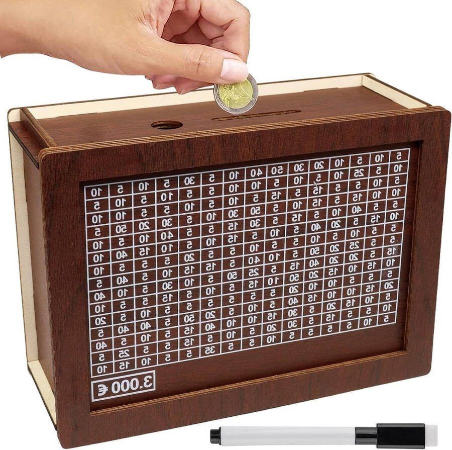Houten Spaarpot Met doel en marker Speelgoed Helpt Sparen € 3000