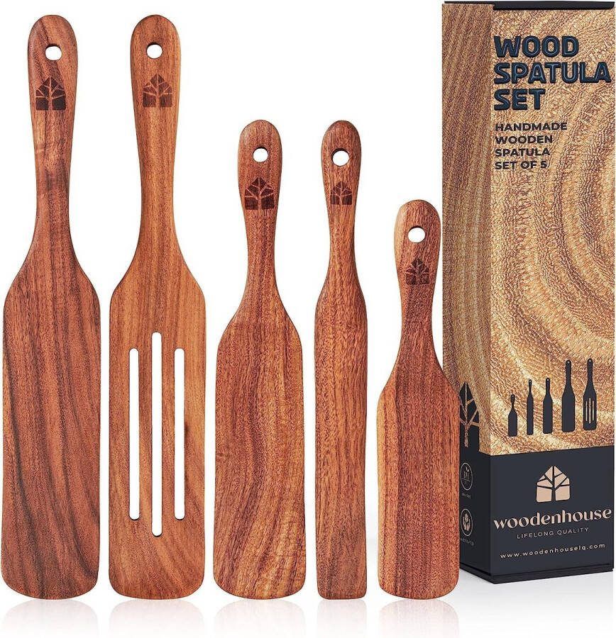 Houten spatelset houten spatel houten kooklepel 4-delige set keukenset kookbestek keukenbestek keukengereiset keukenaccessoireset hoogwaardig & duurzaam