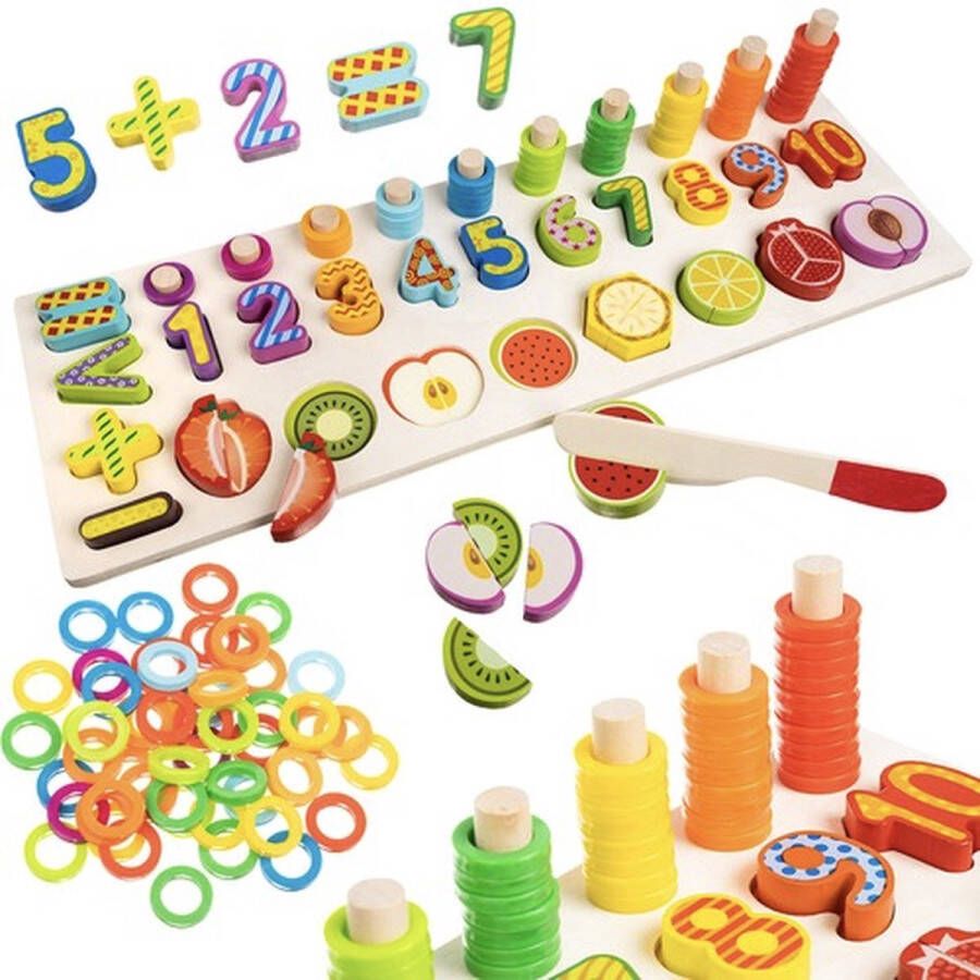 Houten Speelgoed Cijfers & fruit Leren Tellen Puzzel kinderen