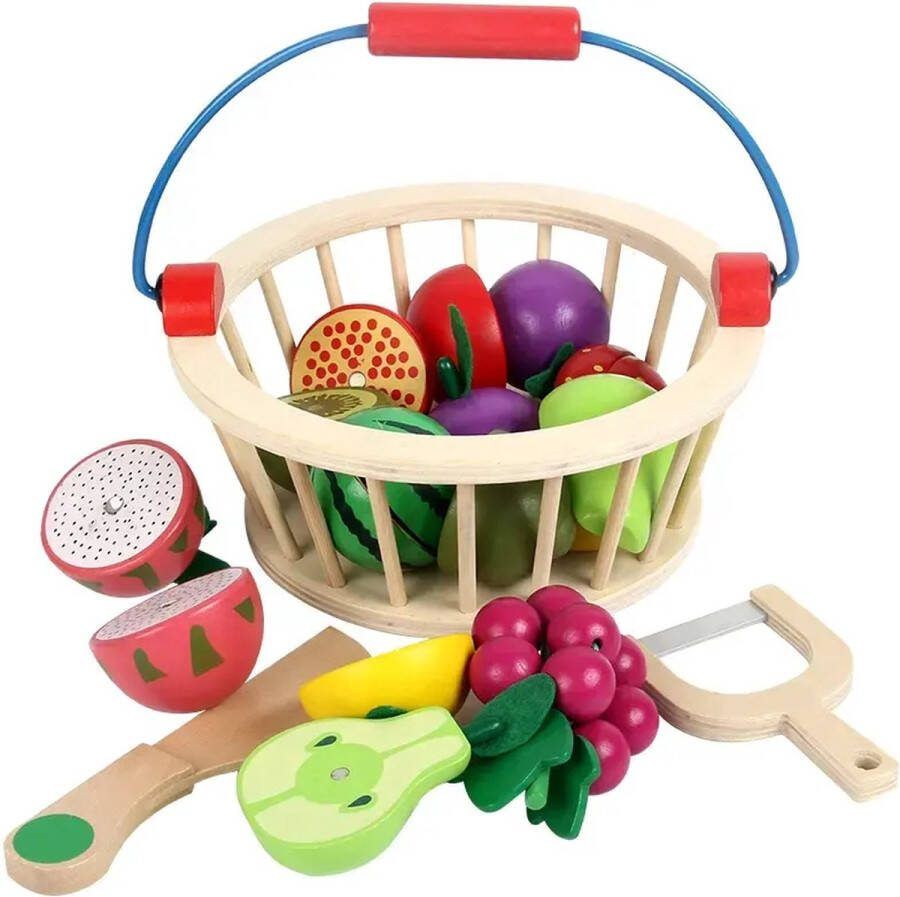 Houten speelgoed fruitset 12 stuks Fruit snijden Educatief montessori speelgoed vanaf 3 jaar Speelgoed keukentje