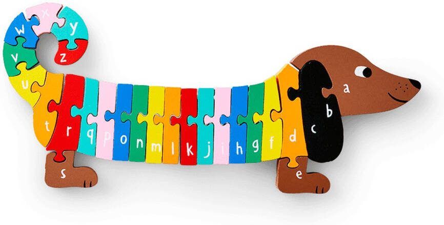 Houten speelgoed Teckel Puzzel alfabet