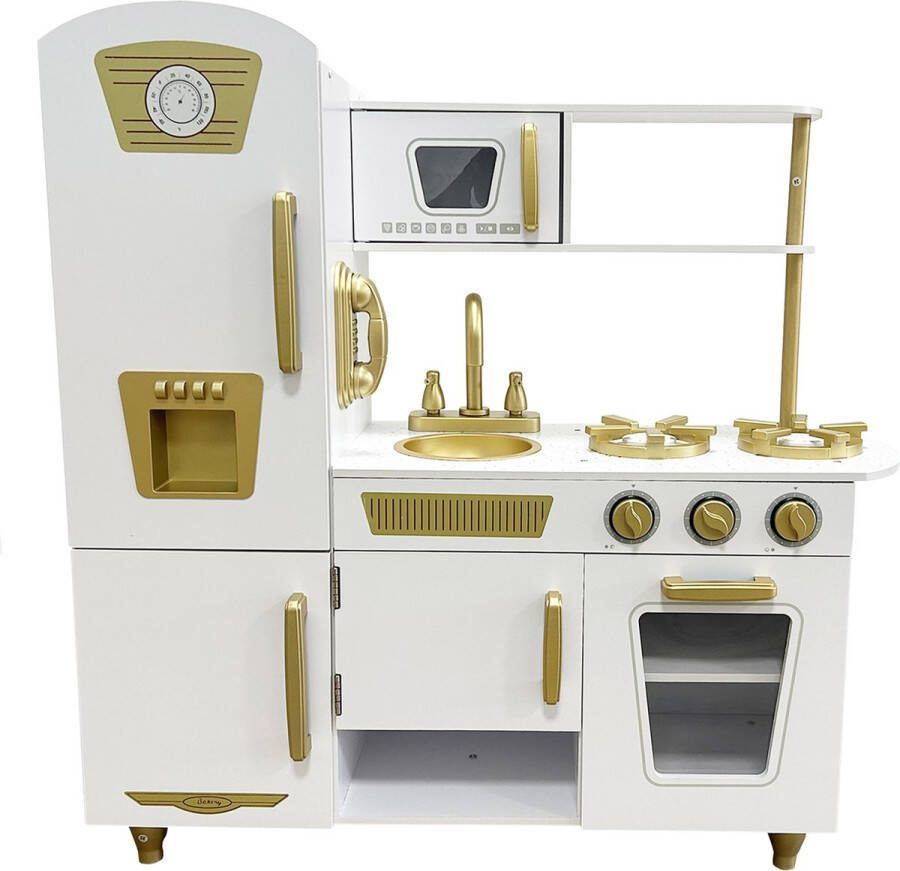 Houten speelkeuken wit met goud vanaf 3 jaar
