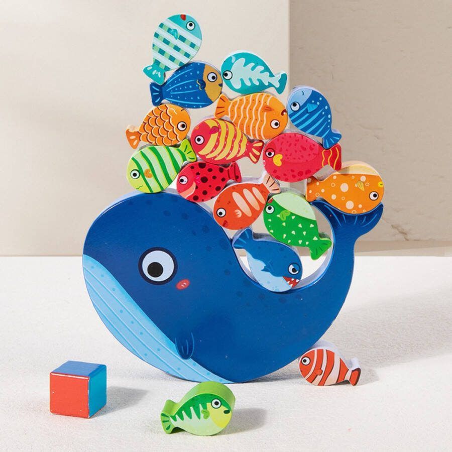 Houten Stapeldieren Spel Houten speelgoed Walvis Stapel Blokken Houten Balansspel 18 delig