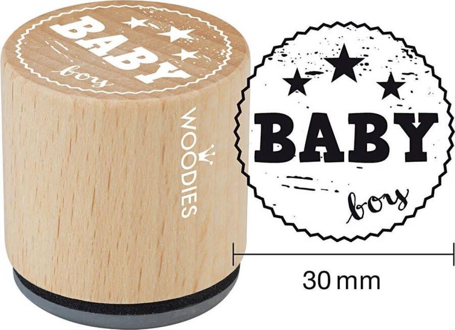 Houten stempel d: 30 mm h: 35 mm Baby boy 1stuk