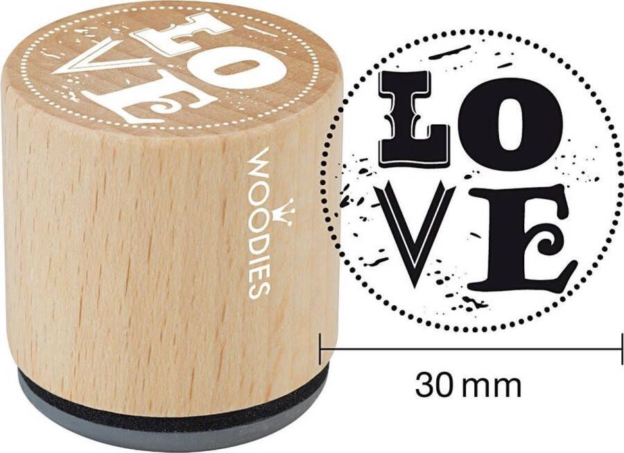 Houten stempel d: 30 mm h: 35 mm Love 1stuk