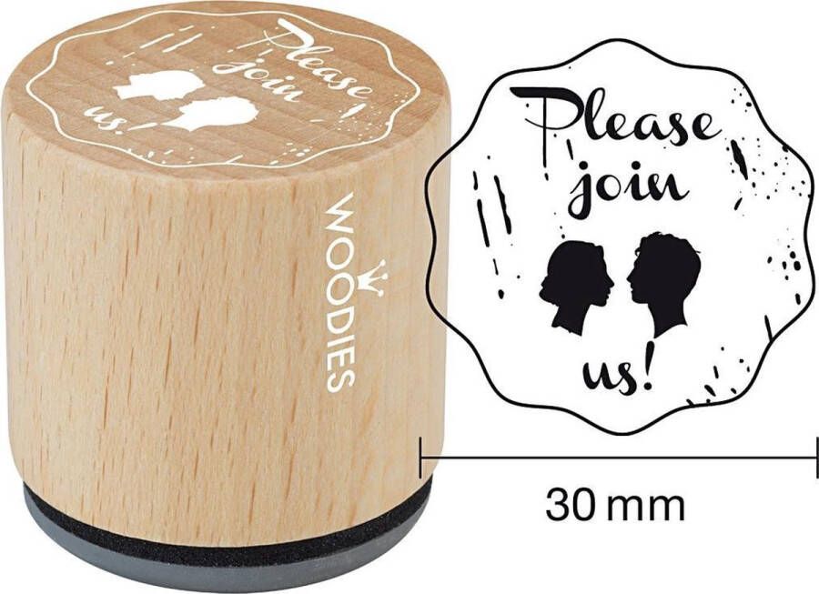 Houten stempel d: 30 mm h: 35 mm Please join us! 1stuk