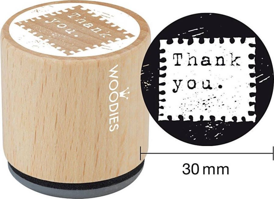 Houten stempel d: 30 mm h: 35 mm Thank you 1stuk