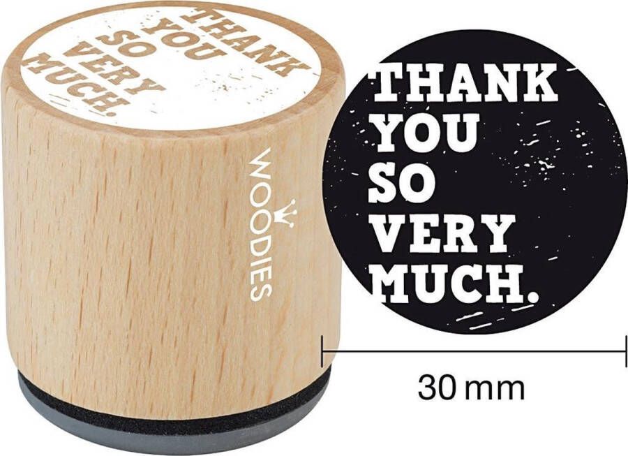 Houten stempel d: 30 mm h: 35 mm Thank you so very much 1stuk