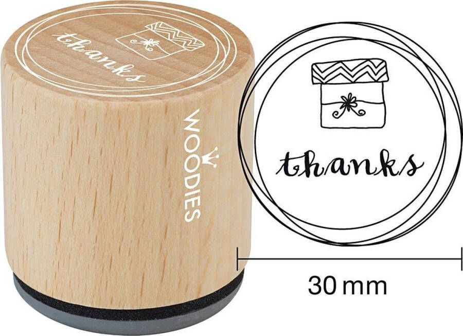 Houten stempel d: 30 mm h: 35 mm thanks 1stuk