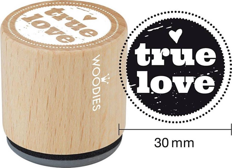 Houten stempel d: 30 mm h: 35 mm true love 1stuk