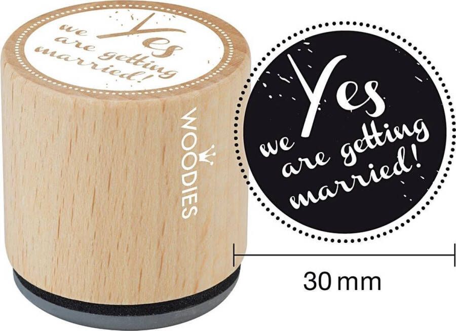 Houten stempel d: 30 mm h: 35 mm Yes we are getting married! 1stuk