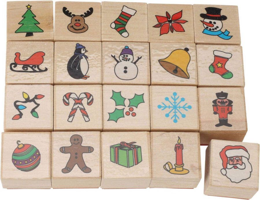 Houten Stempelset Kerst 20dlg