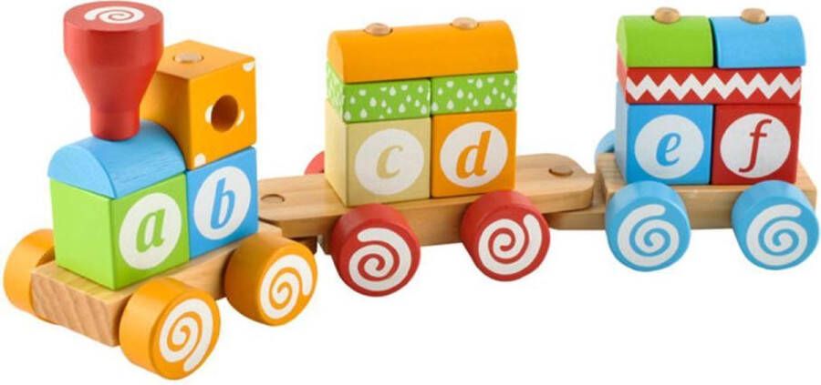 Houten trein baby en kinder speelgoed locomotief en wagons