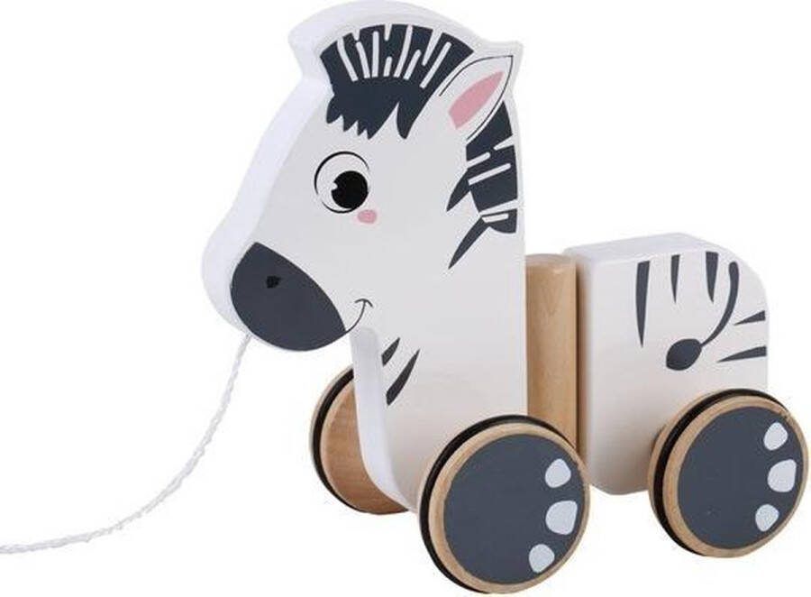 Houten trekfiguur zebra
