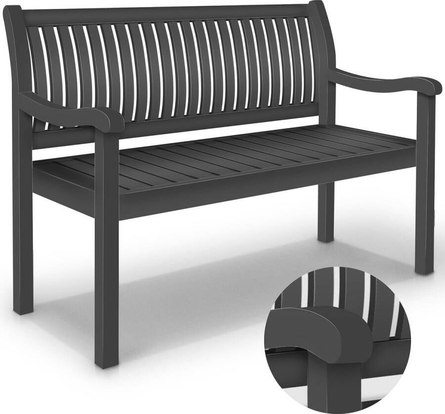 Houten Tuinbank Weerbestendig 125 cm Massief Houten Parkbank Balkonbank voor 2 Personen Zitbank met een Draagvermogen van 320 kg Houten Tuinmeubelen (Antraciet 125 cm)