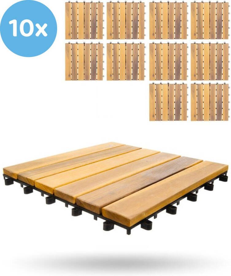 YUNICS Houten Tuintegels Houttegel Terrastegels 30x30 CM Weerbestendig & Onderhoudsvrij 10 Stuks