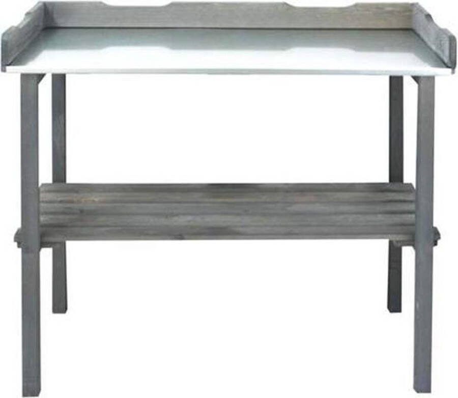 Generic Houten tuinwerktafel Oppottafel met verzinkt werkblad met opbergrek Antraciet