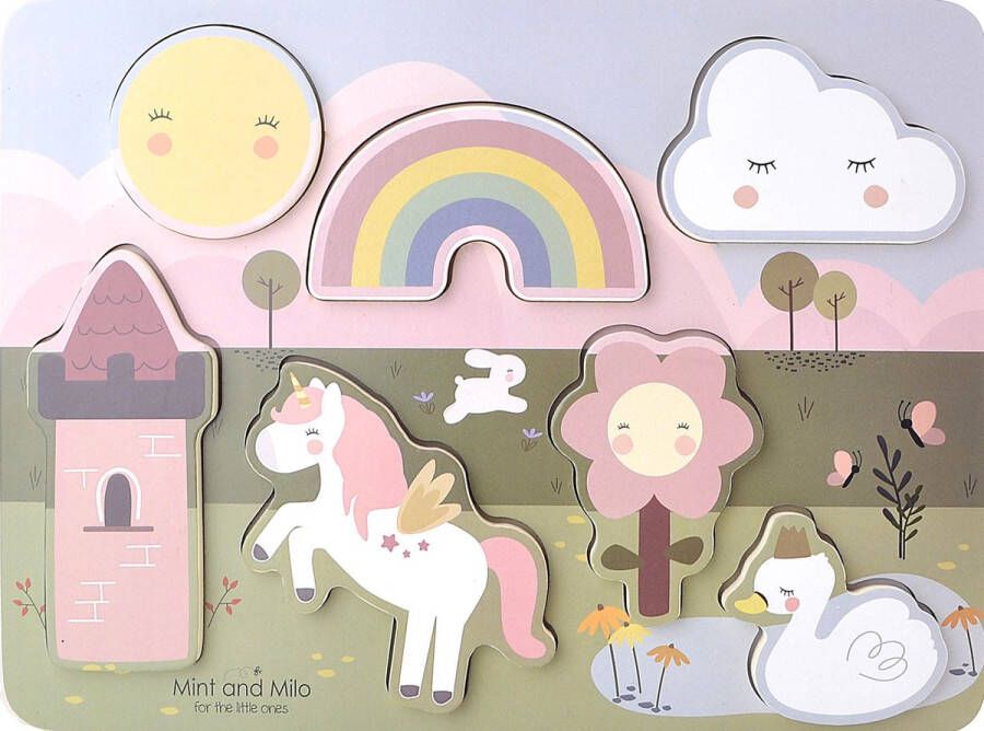 Houten unicorn puzzel Chunky Houten EENHOORN puzzel unicorn speelgoed Eenhoorn vormenpuzzel Houten dierenpuzzel- Paarden puzzel -Mint and Milo MET GRATIS EENHOORN POSTERKAART